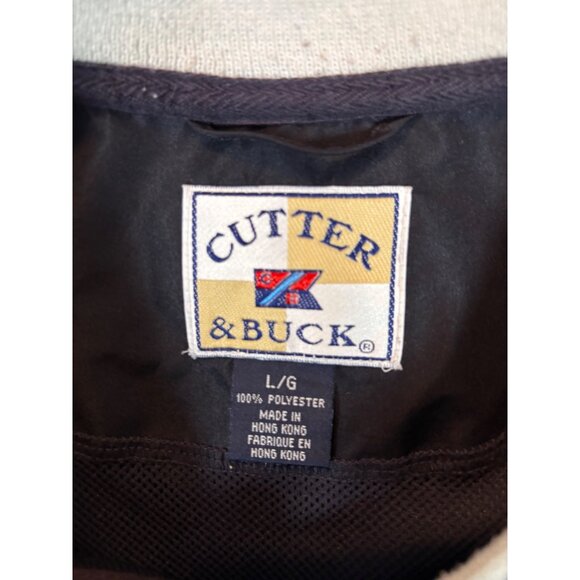 Cutter & Buck Navy Pullover Sweatshirt L/G Polyester V-Neck Embroidered Sonnenal - Picture 5 of 16